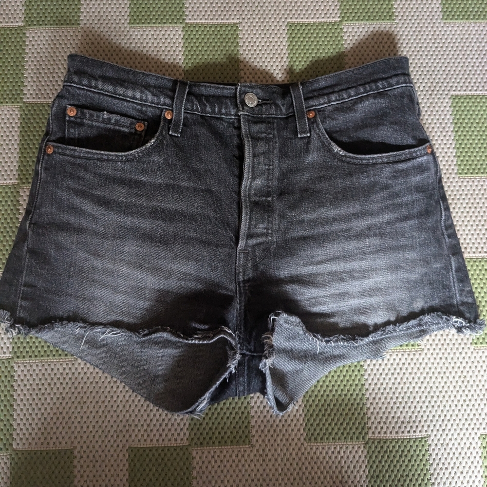 Levi's High Waist Black Denim Shorts